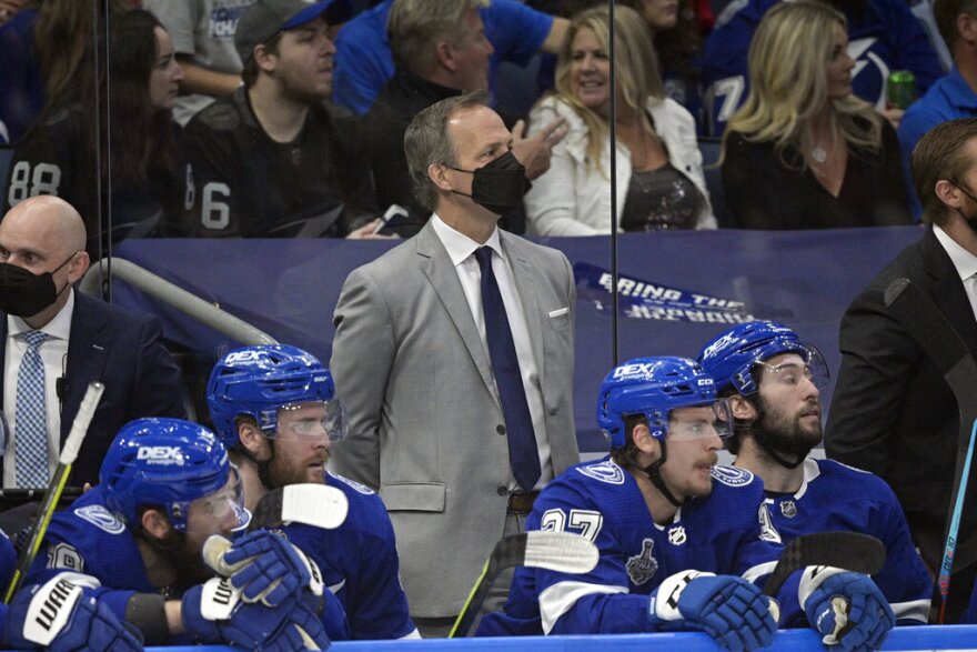 Tampa Bay Lightning coach Jon Cooper, watching from the bench during Game 2 in Tampa, said the Canadiens "got a break" in their Game 5 win.