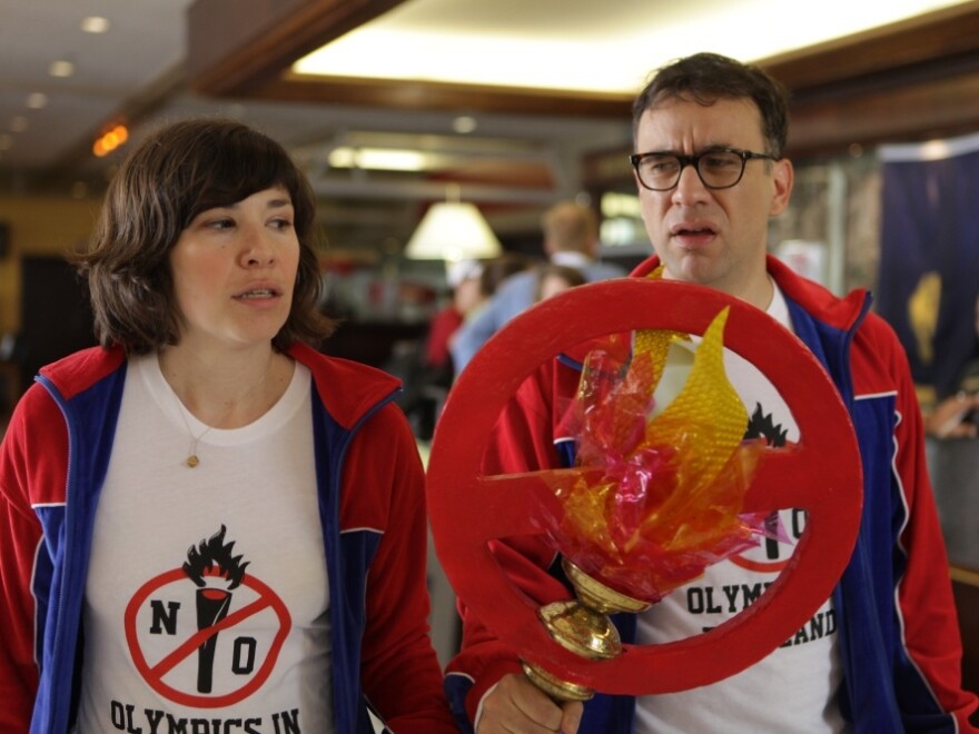 In one episode of <em>Portlandia</em>, Brownstein and Armisen started a grass-roots campaign to prevent the Olympics from ever coming to Portland.