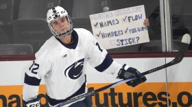 Penn State's Gavin McKenna skates against Arizona State during the second period of an NCAA college hockey game, Friday, Oct. 3, 2025, in Tempe, Ariz.