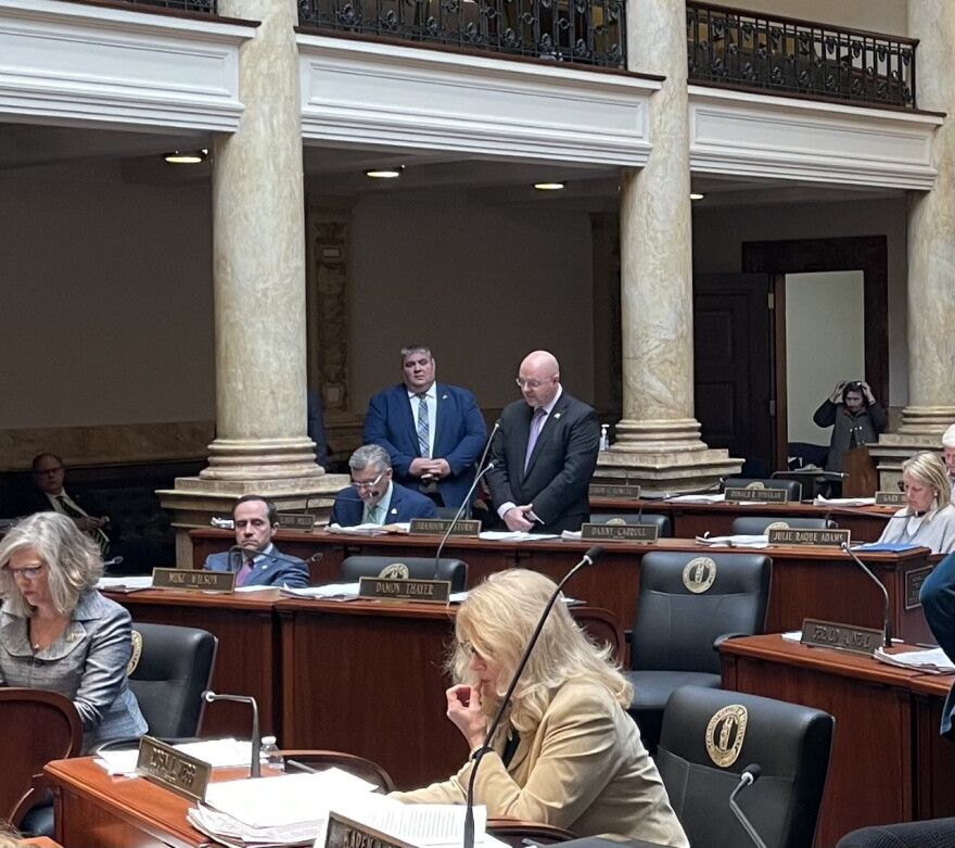 London Senator Brandon Storm Presents the Bill-Bill Sponsor Chris Fugate Stand Behind Him 03-16-23
