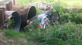 Single car accident sends multiple people to hospital.