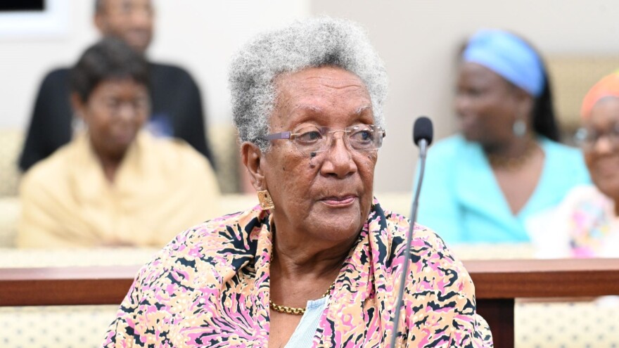 Mary Moorhead participates in a Senate Committee on Education and Workforce Development meeting on March 23, 2023 in the Frits E. Lawaetz Legislative Conference Room on St. Croix.