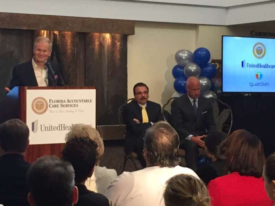 From left to right: U.S. Sen. Bill Nelson, Dr. Sandeep Bajaj, founder and CEO of F Accountable Care Services, and David Lewis, CEO of UnitedHealthcare of Central and North Florida. 