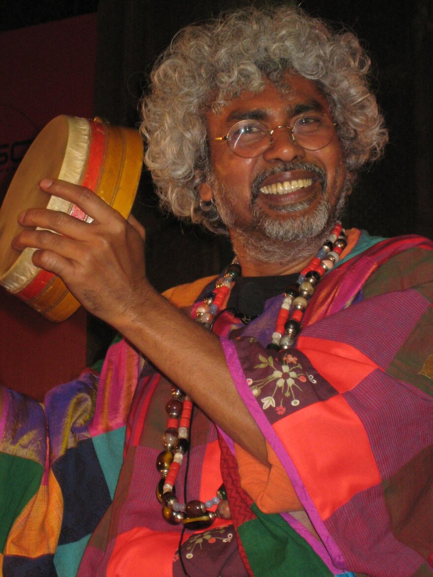 The musician Paban Das Baul performs at the Jaipur Literature Festival in India.