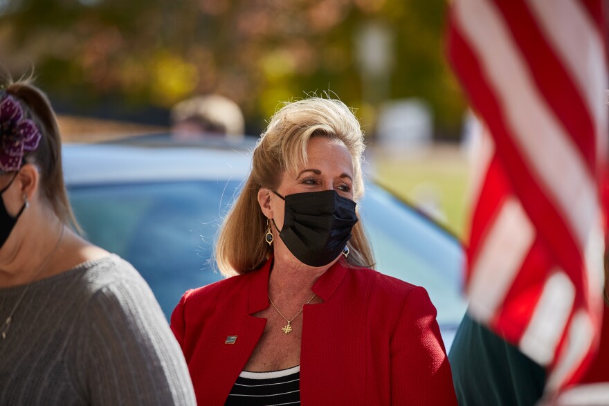 U.S. Rep. Ann Wagner waits outside her polling site to vote early Tuesday, Nov. 3, 2020 at Ballwin Golf Course. She defeated Democratic 2nd Congressional District candidate Jill Schupp. 