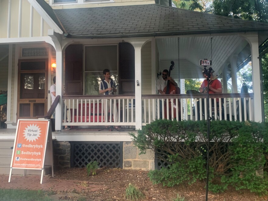 Musicians play at a Charm City Porch Concert in Roland Park on Wednesday.