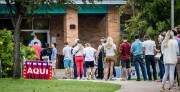 Voters line up outside of the election poll at Zilker Elementary School on Nov. 8, 2022, in Austin. Michael Minasi / KUT News