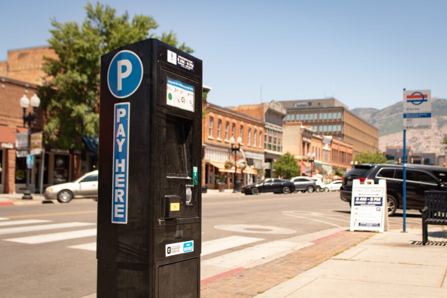 A new parking kiosk on 25th Street in Ogden, June 22, 2026.