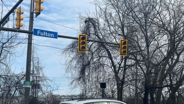 Traffic signals out of power at the intersection of Fulton and Bailey on Cleveland's West Side, March 14, 2026.