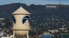 The Paramount Pictures water tower is seen in Los Angeles, Dec. 18, 2025.