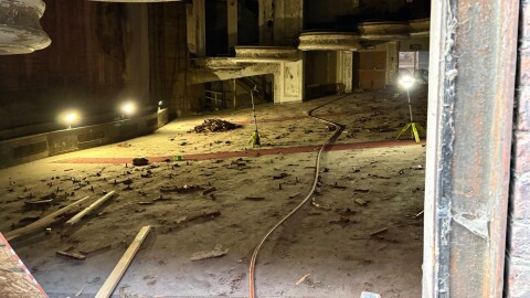 Photo of the theater after the orchestra seating was removed