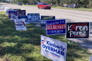 Campaign signs along a highway