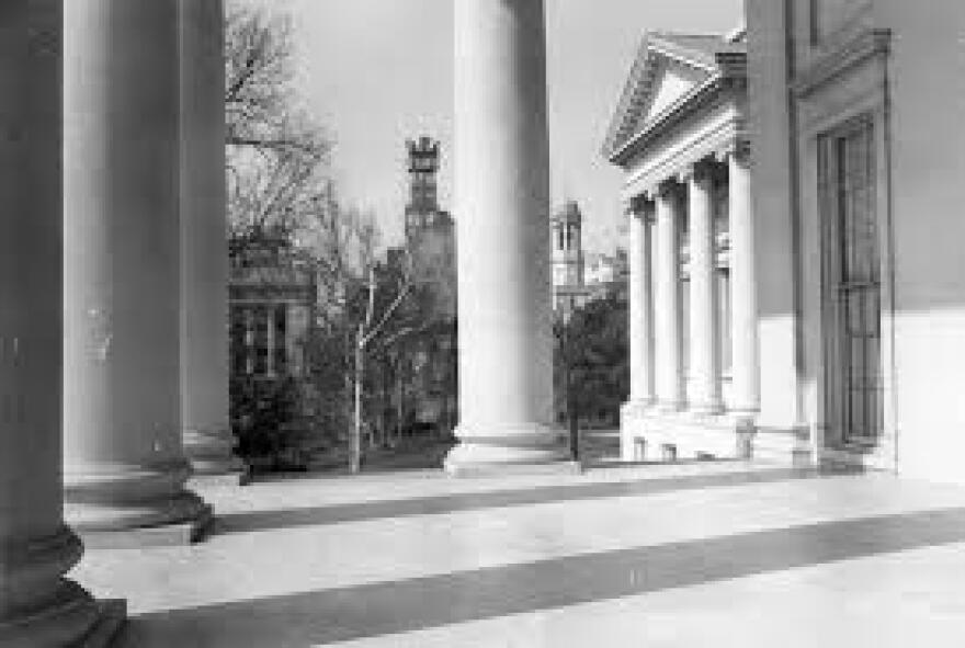 Cell phones sit on a shelf in this 2022 photo.