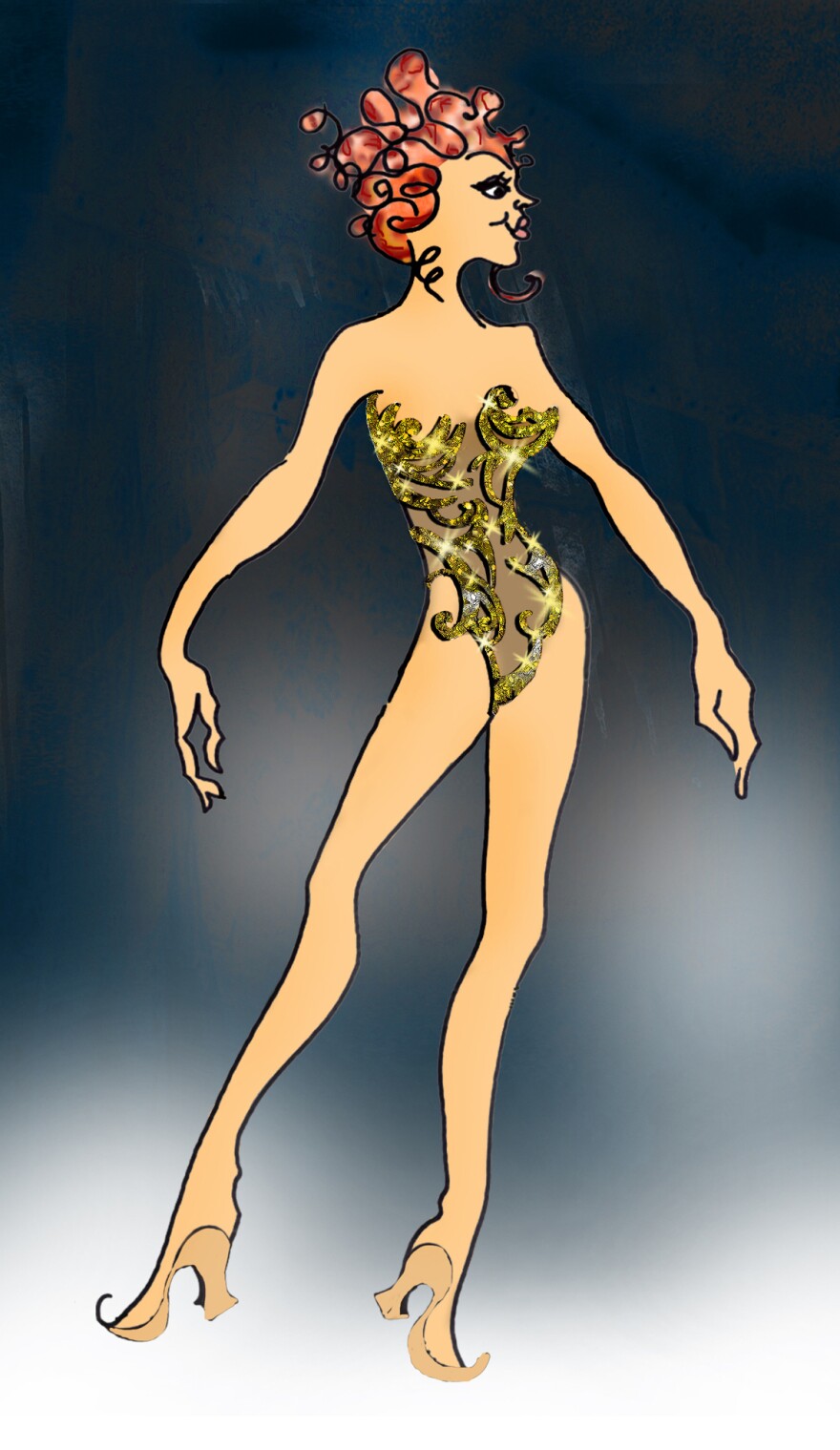 For <em>Pippin,</em> designer Dominique Lemieux imagined this costume for the character of Fastrada ...