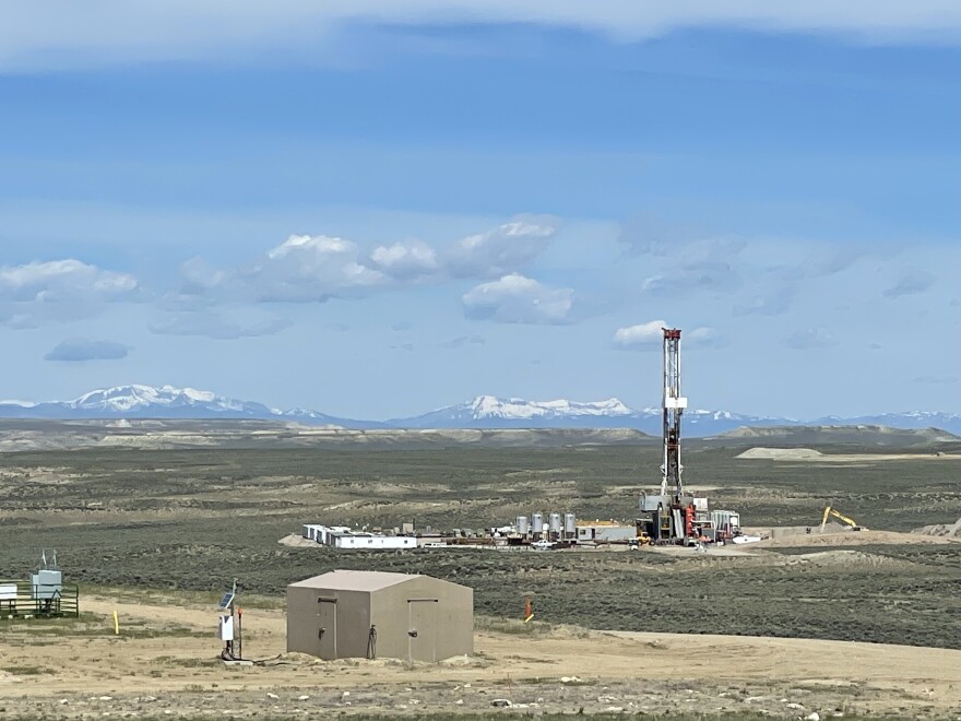 A drilling rig in Jonah Field in Sublette County.