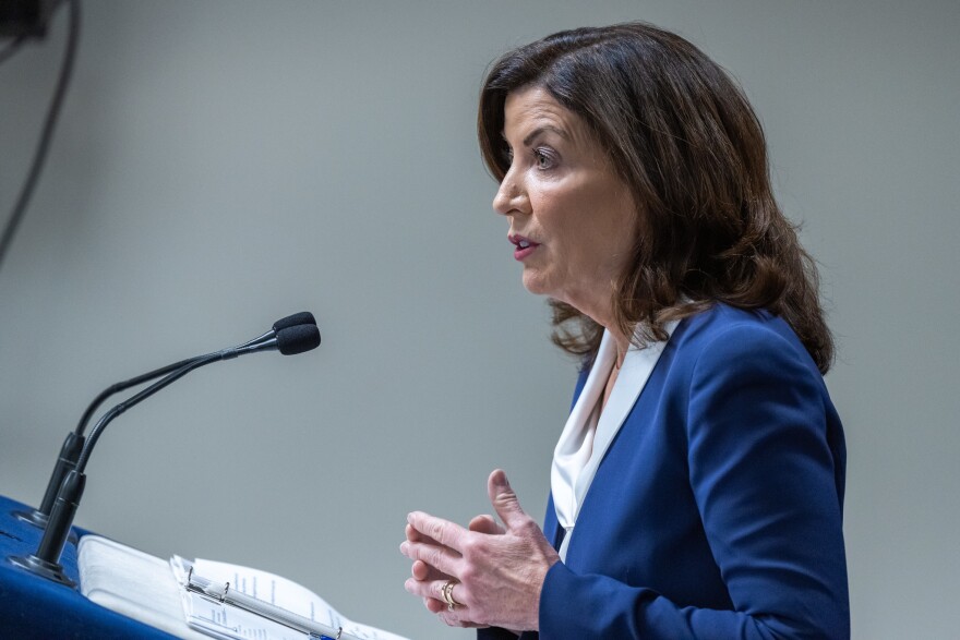 Governor Kathy Hochul announces expansion of the Capital Region Crime Analysis Center and highlights the State of the State proposals to increase funding for local law enforcement agencies Jan. 25, 2023.