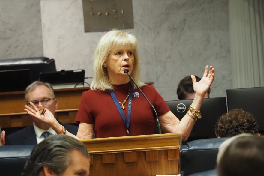 Sen. Liz Brown, R-Fort Wayne, speaks against a bill that could lead to a new casino license in her district, on Tuesday, Feb. 24, 2026.
