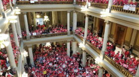 Teachers rallied at the Statehouse multiple times in 2019 to demand more school funding and compensation for teachers.