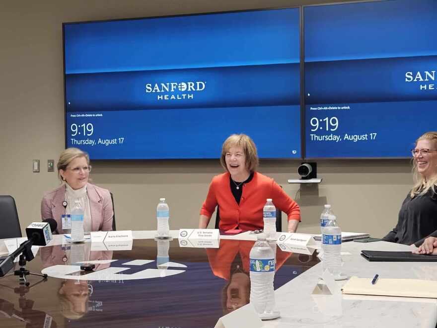 From left, Sanford Health of Northern Minnesota President Karla Eischens, Sen Tina Smith and Sarah Sandgren with Sen. Smith's office.