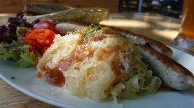 Sauerkraut and sausage on a plate