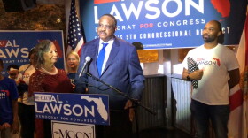 Rep. Al Lawson delivers a victory speech at The Moon after beating former Jacksonville mayor Alvin Brown in the Democratic primary.