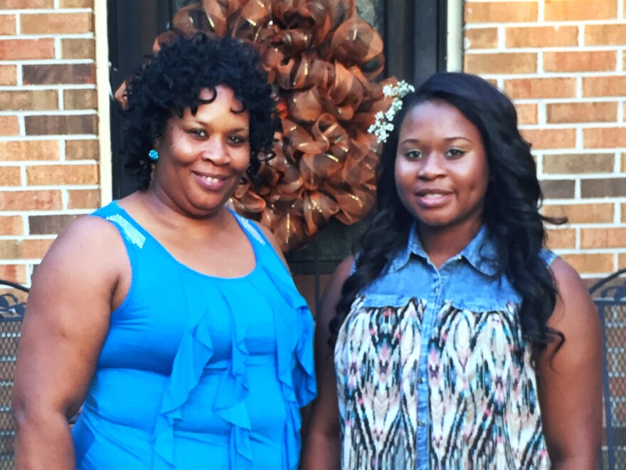 Ethel and Clanlethia Johnson outside their Camden, Alabama home. Camden is the county seat of Wilcox County.