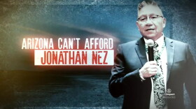 A screenshot of an Oct. 9, 2026 GOP attack ad targeting former Navajo Nation President Jonathan Nez — but actually pictures his former VP running mate, Myron Lizer.