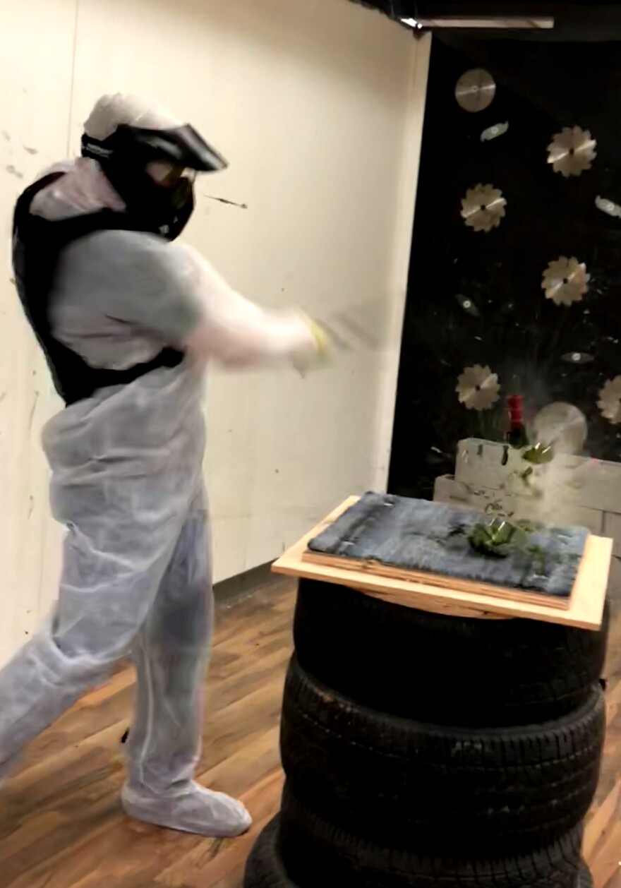 A customer redefines "hitting the bottle" at Demolition Zone.
