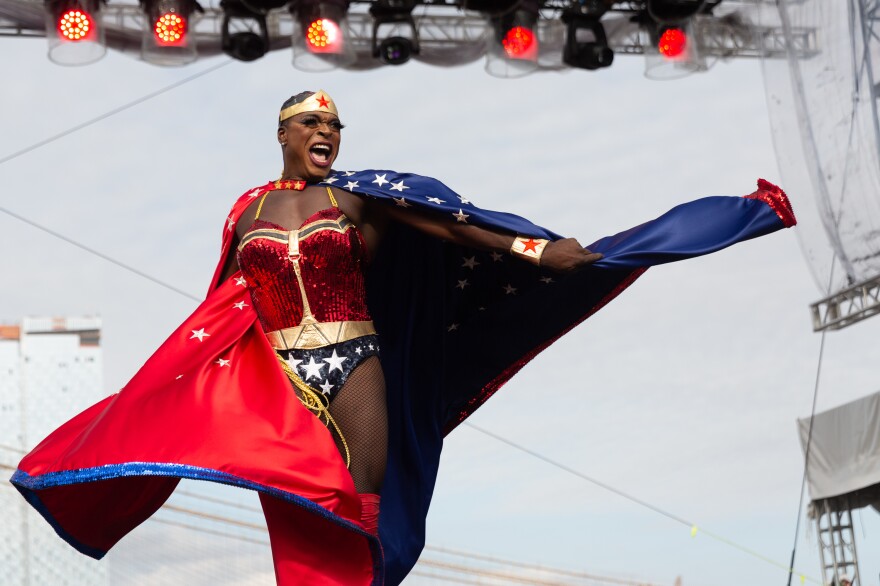 Nashom Wooden performs onstage during Wigstock on Sept. 1 at the Pier 17 Rooftop in New York. Wigstock, a drag festival that started in the 1980s, returned in 2018.