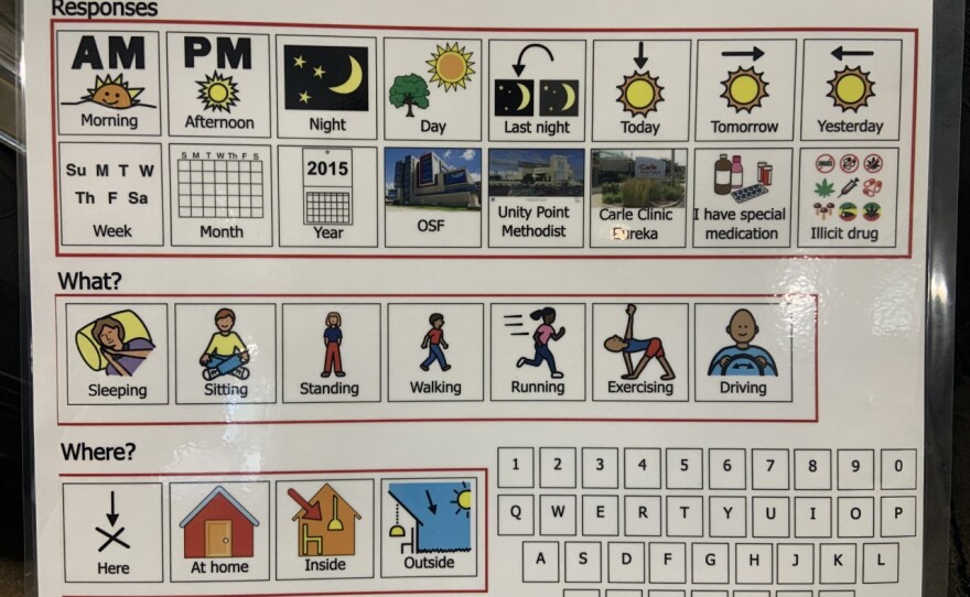 More than 200 Augmentative and Alternative Communication Boards will now be used by Peoria emergency responders to better communicate with people struggling with verbal communication. First responders will ask questions about a patient's pain, about what happened, about which hospital they need to visit and more, and patients will point to the correct answer.