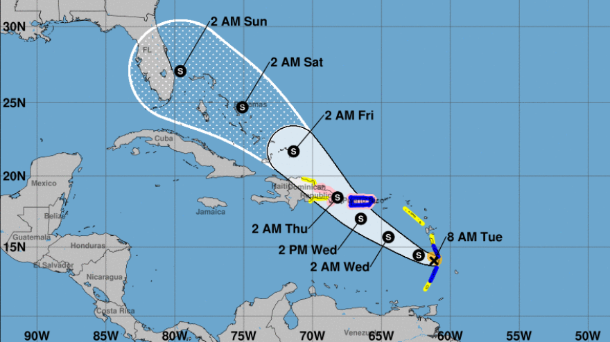 Tropical Storm Dorian is forecast to hit Puerto Rico on Wednesday before arriving at Florida's coast this weekend. The storm is bringing heavy rainfall, but it lacks the strong winds of recent fearsome hurricanes.