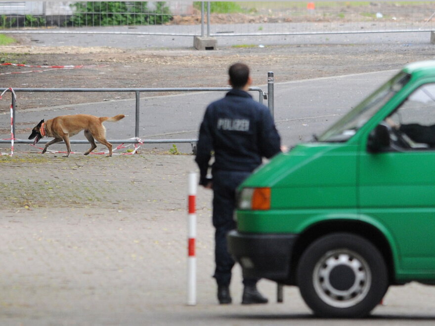 Police secure evidence Wednesday after a World War II bomb exploded in Goettingen, central Germany.