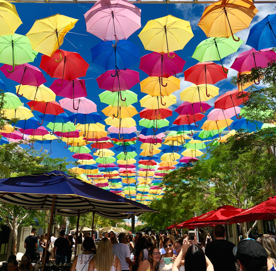 The Coral Gables Umbrella Sky Project went up in early July, making Giralda Avenue Miami's newest tourist attraction.