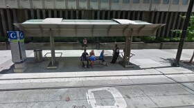 Bus Shelter G on Main Street, just north of Fifth Street, in Downtown Cincinnati.