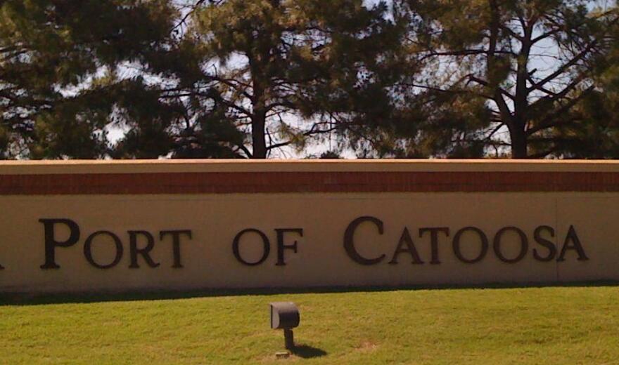The sign at the entrance at the Port of Catoosa