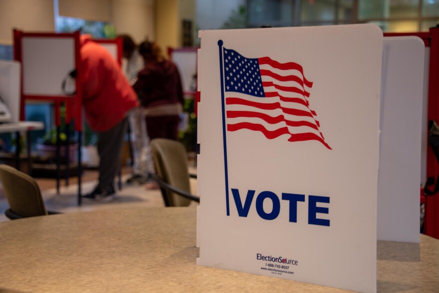 A polling center in the common room of an apartment building right next to Elliott Park in west Louisville.