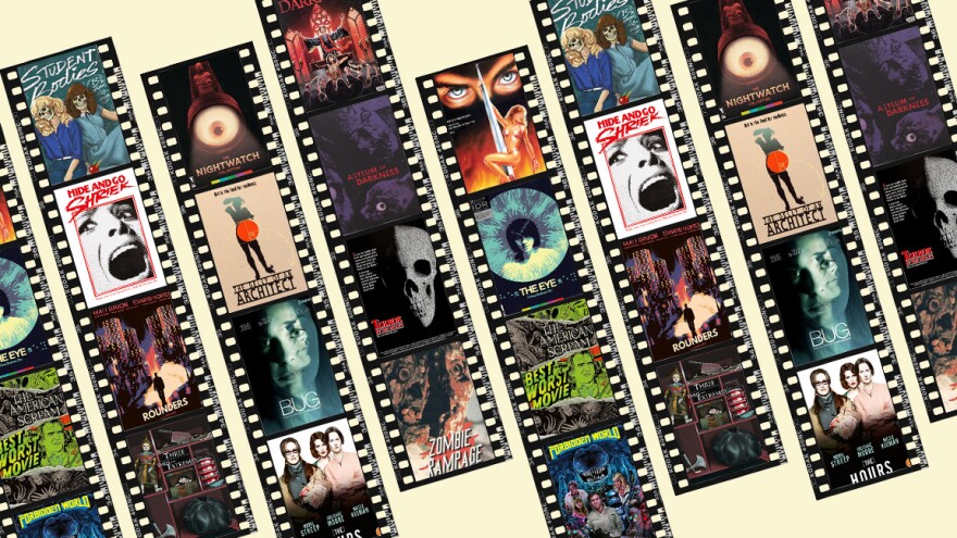 Collage of film reels and posters.
