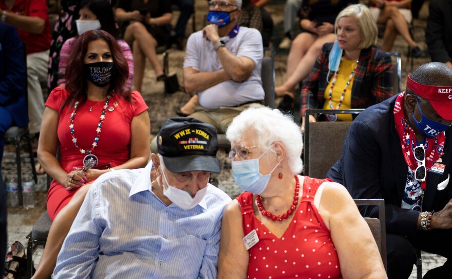 Supporters wait for PresidentTrump to speak on Friday at an event geared toward seniors.