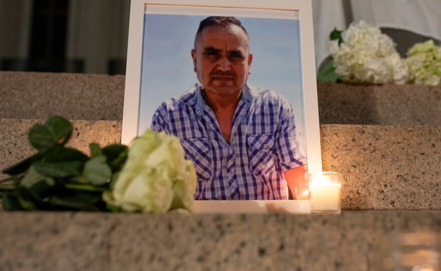 A vigil for Renee Good and other victims of ICE violence is held on the steps of the Alton Lennon Federal Building in downtown Wilmington on January 14, 2025. Community members listened as organizers with Siembra NC and elected officials spoke and honored the victims.