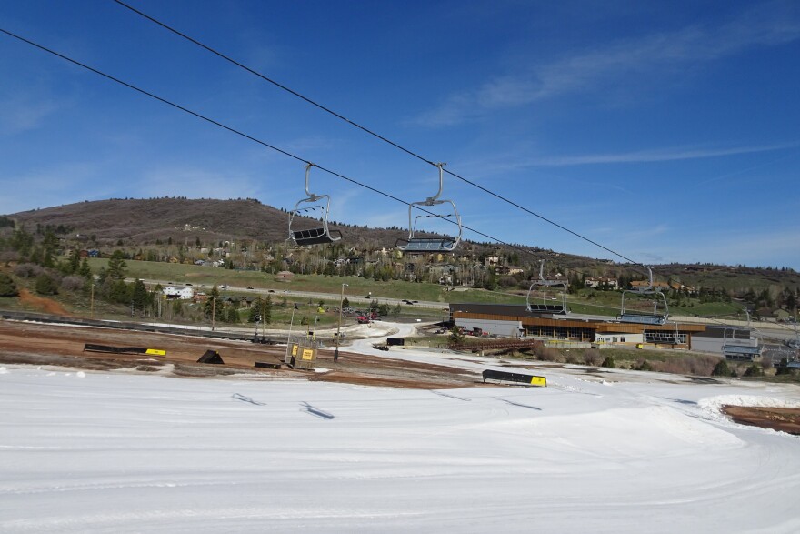 The snow surface at Woodward Park City on April 8, as the resort prepared to host the Uninvited Invitational. The rail-jam style snowboard competition concludes on April 11.