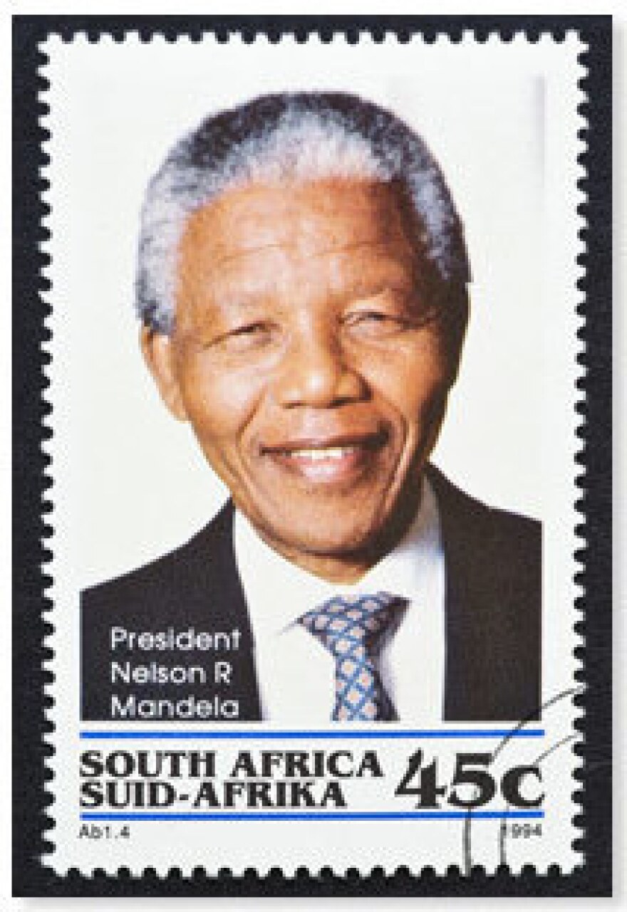 A South African stamp features President Nelson Mandela.