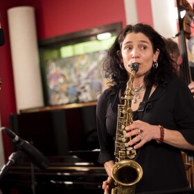 Saxophonist Jessica Lurie in the KNKX Studios in 2017.