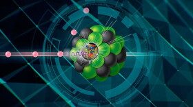 "Electrons will collide with protons or larger atomic nuclei at the Electron-Ion Collider to produce dynamic 3-D snapshots of the building blocks of all visible matter," according to the U.S. Department of Energy. (Courtesy of Brookhaven National Laboratory/DOE)