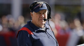 FILE - Then-New England Patriots head coach Bill Belichick during the second half of an NFL football game against the New Orleans Saints, Sunday, Oct. 8, 2023, in Foxborough, Mass. (AP Photo/Michael Dwyer, File)