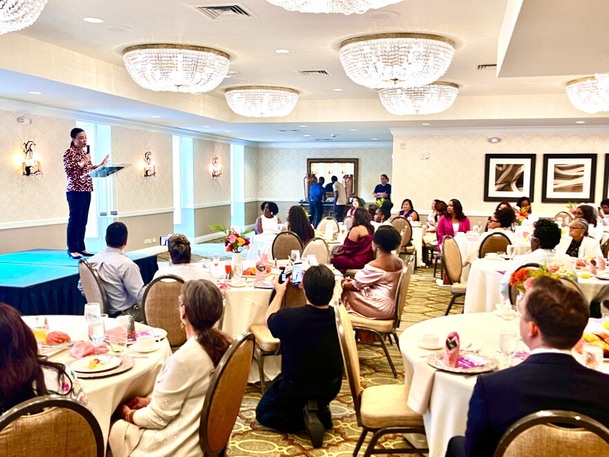 San Antonio Mayor Gina Ortiz Jones speaks at the Bravery Brunch, hosted by PoliChic Texas at the Omni La Mansión del Rio on Saturday, September 19th, 2026