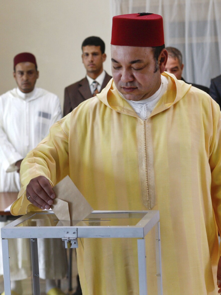 Morocco's King Mohammed VI votes in Rabat, Morocco, on July 1. The king took part in a referendum on the new constitution that was overwhelmingly approved. It introduced limited changes, but kept the king firmly in control.