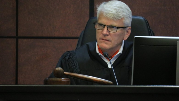 Judge Robert Whalen listens to arguments during a March 18, 2026, court hearing in a government transparency lawsuit against the City of Fresno.