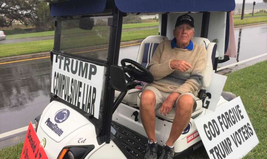 Ed McGinty was famous around the country as an anti-Trump protester in The Villages, a conservative Central Florida retirement community. File photo: Joe Byrnes