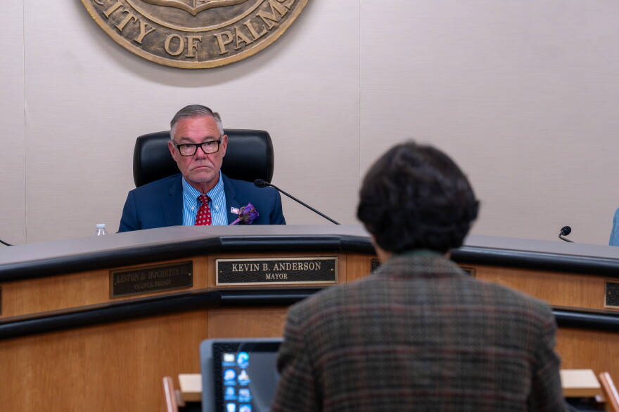 Dominic Hendricks speaks before Fort Myers City Council Monday afternoon alleging an improper action by city mayor Kevin Anderson and urging the mayor to resign. Anderson declined to resign.