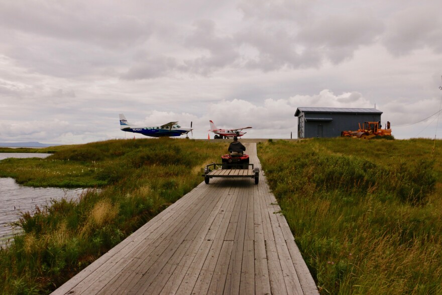 Ravn Alaska is currently not flying into the village of Newtok until contractors hired by the Department of Transportation finish resurfacing the runway. Photo taken August 10, 2017.